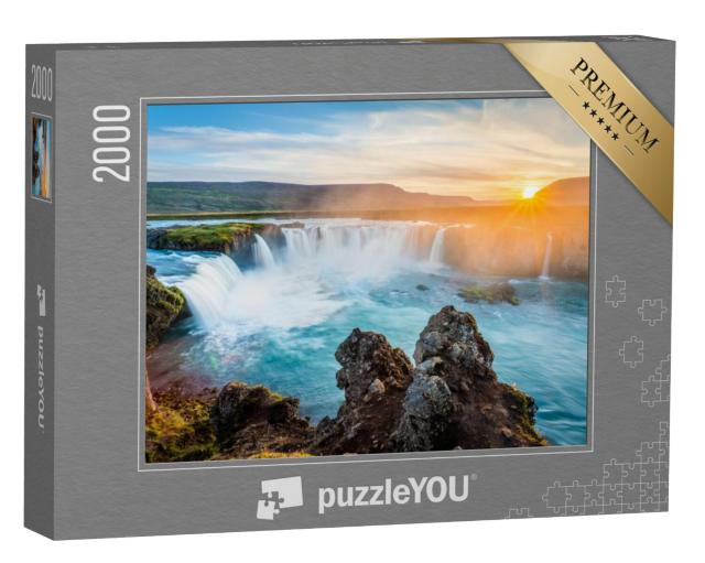 Puzzel 2000 stukjes „Godafoss waterval bij zonsondergang, IJsland“