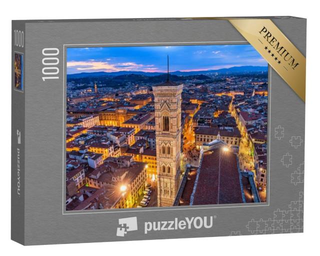 Puzzel 1000 stukjes „Luchtfoto in de schemering van Giotto's Campanile, historisch centrum van Florence“