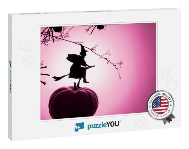 Creative Trendy Halloween Background with a Flying... Jigsaw Puzzle