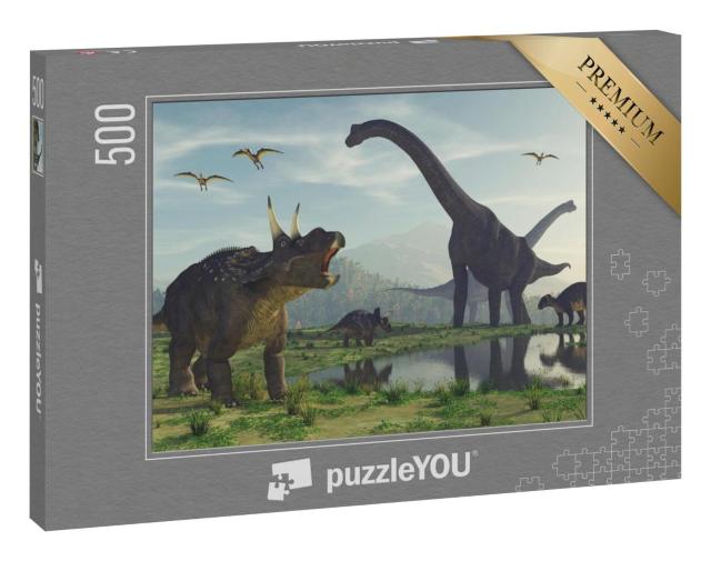 Puzzle 500 Teile „3D-Rendering: Dinosaurier“