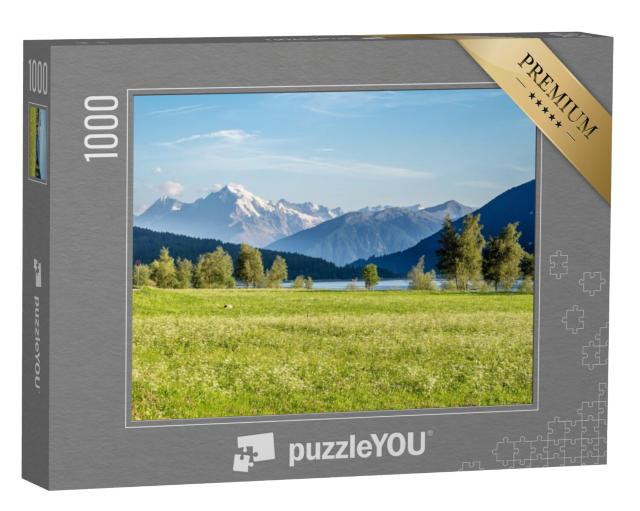 Puzzel 1000 stukjes „Italië, Zuid-Tirol, Vinschgau vallei, Meer van Reschen“