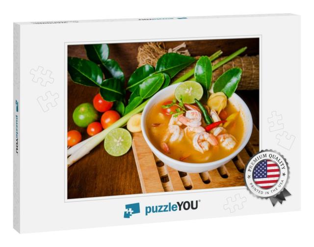 Tom Yam Kong or Tom Yum, Tom Yam is a Spicy Clear Soup Ty... Jigsaw Puzzle