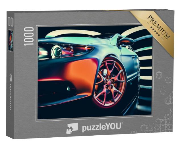 Puzzel 1000 stukjes „Close-up van een auto in de showroom“