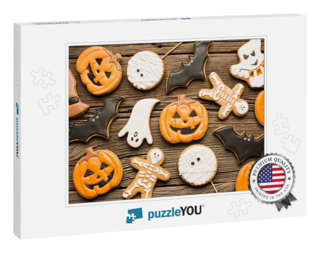 Delicious Halloween Party Cookies. Top View... Jigsaw Puzzle