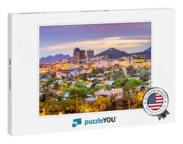 Tucson, Arizona, USA Downtown City Skyline with Mountains... Jigsaw Puzzle