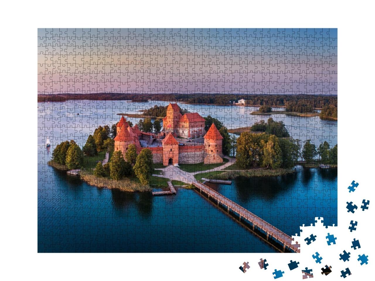 Puzzle 1000 Teile „Burg Trakai: mittelalterliche gotische Inselburg, Litauen“