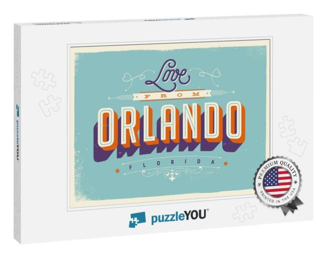 Vintage Style Touristic Greeting Card with Texture Effect... Jigsaw Puzzle