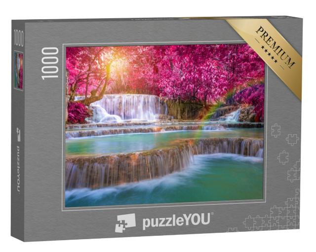 Puzzel 1000 stukjes „Adembenemend landschap van de Tat Kuang Si watervallen, Luang Prabang, Laos“