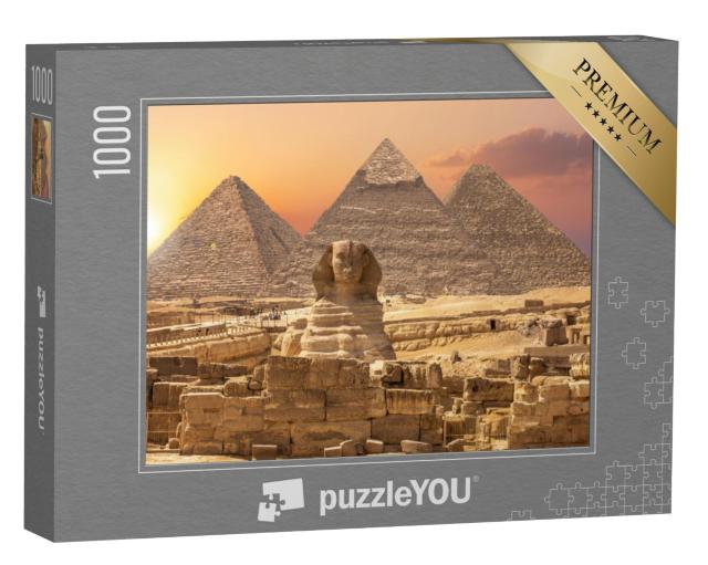 Puzzel 1000 stukjes „Wereldwonderen uit Egypte: Piramides met Sfinx, Gizeh“