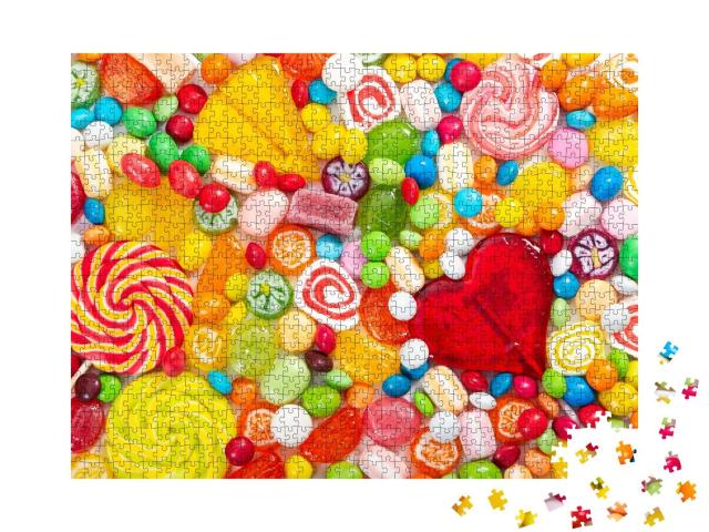 Puzzle 1000 Teile „Bunte Lutscher und verschiedenfarbige runde Bonbons“