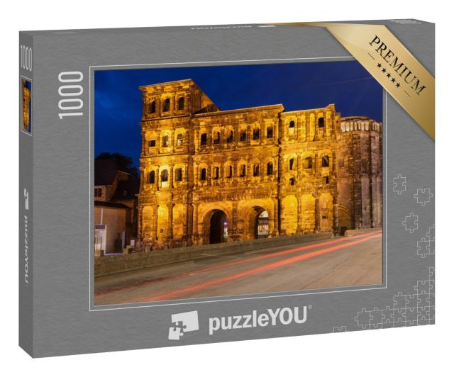 Puzzle 1000 Teile „Römisches Tor in Trier bei Nacht, Rheinland Pfalz“