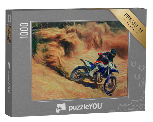 Puzzel 1000 stukjes „in de stijl van Edvard Munch, De Schreeuw - Motorcross - Puzzel Collectie Kunstenaars & Schilderijen“