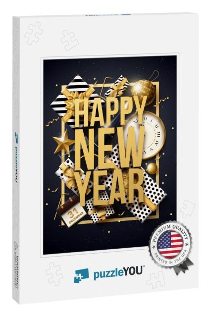 Vector Illustration of Happy New Year 2018 Gold An... Jigsaw Puzzle