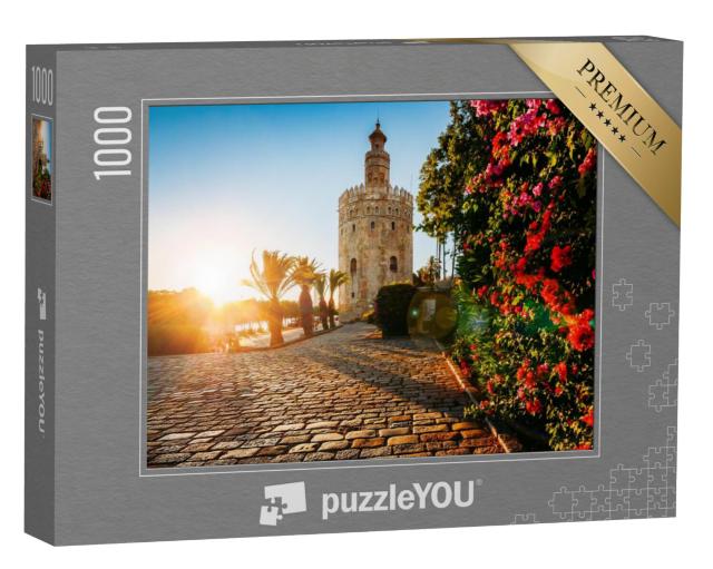 Puzzel 1000 stukjes „Torre del Oro: de Gouden Toren in Sevilla, Spanje“