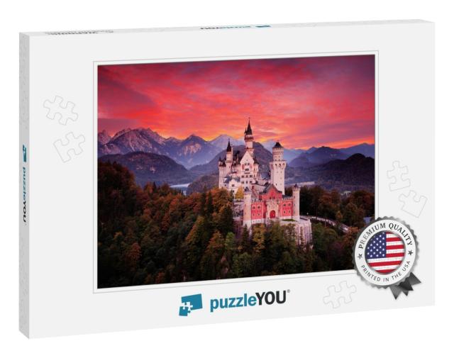 Neuschwanstein Fairy Tale Castle. Beautiful Sunset View o... Jigsaw Puzzle