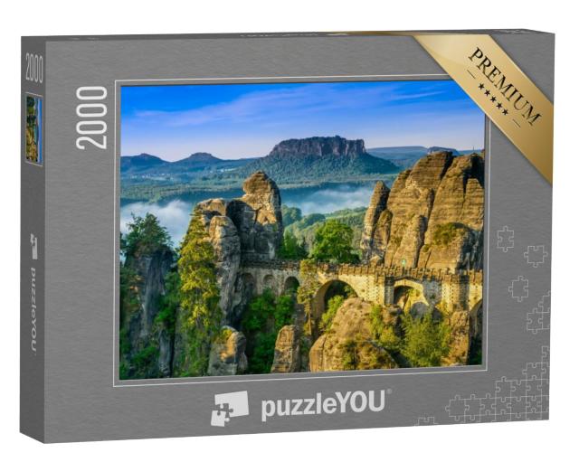 Puzzel 2000 stukjes „Zonsopgang bij de Bastei in Saksisch Zwitserland, Duitsland“