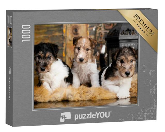 Puzzel 1000 stukjes „Schattige vos terrier puppy's“