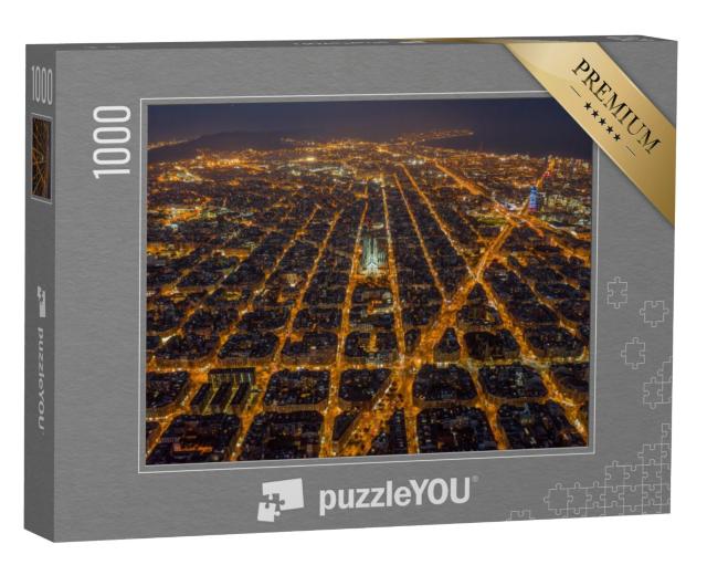 Puzzel 1000 stukjes „Barcelona bij nacht, Spanje“