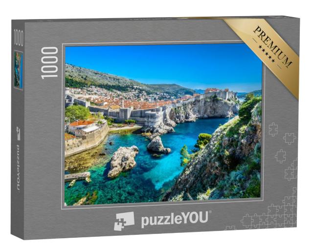 Puzzel 1000 stukjes „Panoramische luchtfoto van Dubrovnik, Adriatische Zee, Kroatië, Europa“