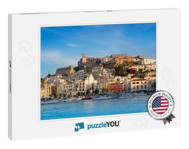 Ibiza Eivissa Town with Blue Mediterranean Sea City View... Jigsaw Puzzle
