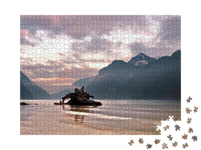 Puzzle 1000 Teile „Ruhe über dem Königssee am frühen Abend“