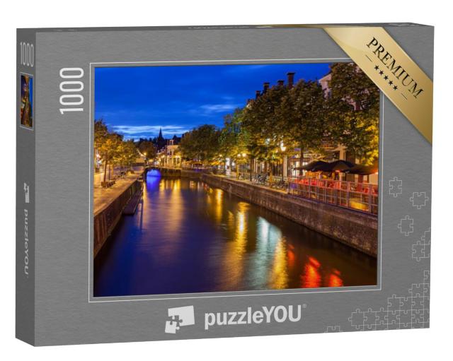 Puzzel 1000 stukjes „Grachten door de prachtige stad Leeuwarden, hoofdstad van Friesland“