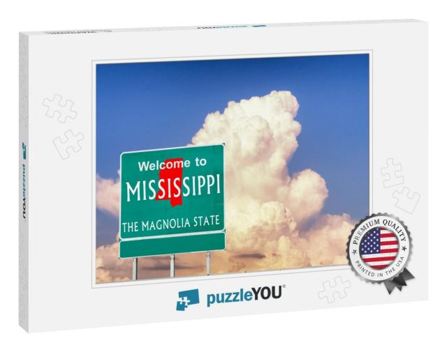 Mississippi, Welcome Road Sign... Jigsaw Puzzle