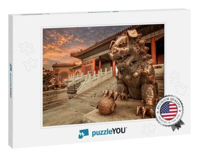 The Bronze Lion in the Forbidden City, Beijing China... Jigsaw Puzzle