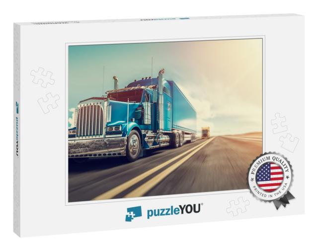 The Truck Runs on the Highway with Speed. 3D Rendering &... Jigsaw Puzzle