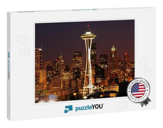 Dazzling Image of the Emerald City of Seattle Skyline At... Jigsaw Puzzle