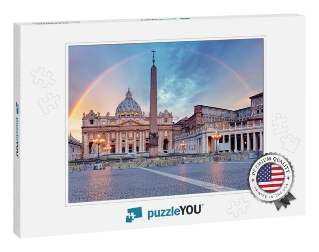 Vatican - Saint Peters Square with Rainbow, Rome... Jigsaw Puzzle