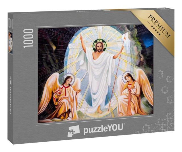 Puzzle 1000 Teile „Ölgemälde: Jesus mit Engeln“