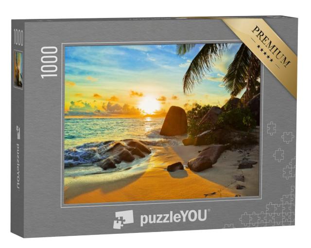 Puzzel 1000 stukjes „Tropisch strand bij zonsondergang“