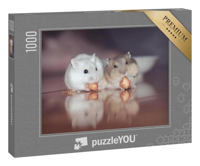 Puzzle 1000 Teile „Zwei süße russische Hamster knabbern Nüsse“