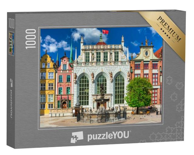 Puzzel 1000 stukjes „Architectuur van de oude binnenstad van Gdansk met Artus Court, Polen“