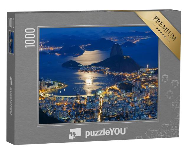 Puzzel 1000 stukjes „Nachtzicht van het Suikerbrood en Botafogo in Rio de Janeiro“