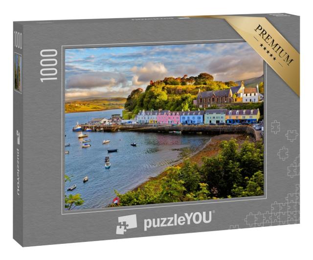Puzzle 1000 Teile „Sonnenuntergang über Portree, Isle of Skye, Schottland“