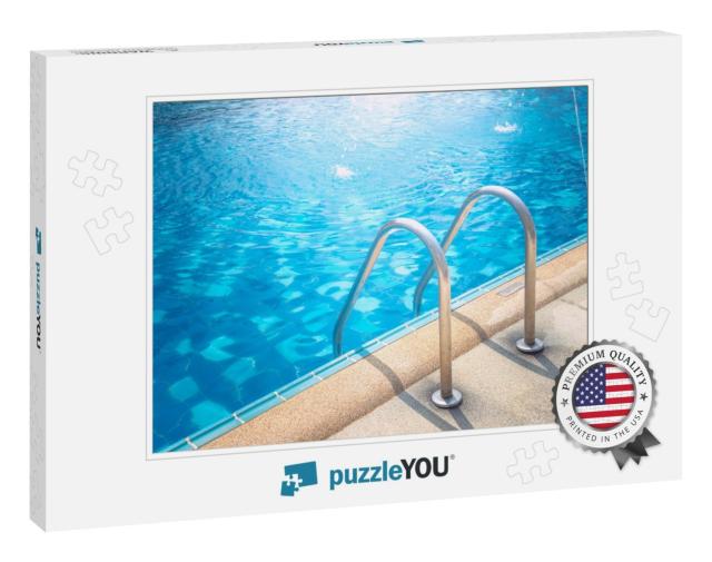 Grab Bars Ladder in the Blue Swimming Pool... Jigsaw Puzzle