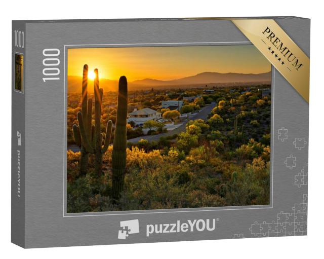 Puzzel 1000 stukjes „Huizen tussen saguaro cactussen in Tucson, Arizona“