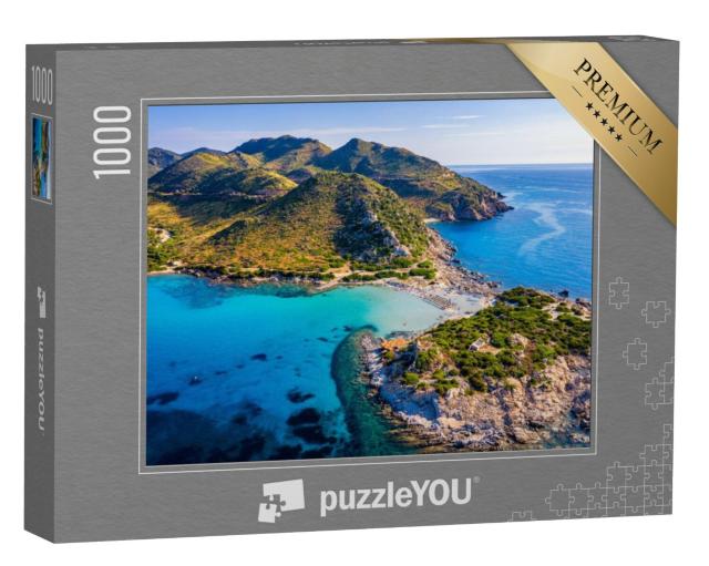 Puzzel 1000 stukjes „Schiereiland Punta Molentis met strand, Sardinië, Italië“