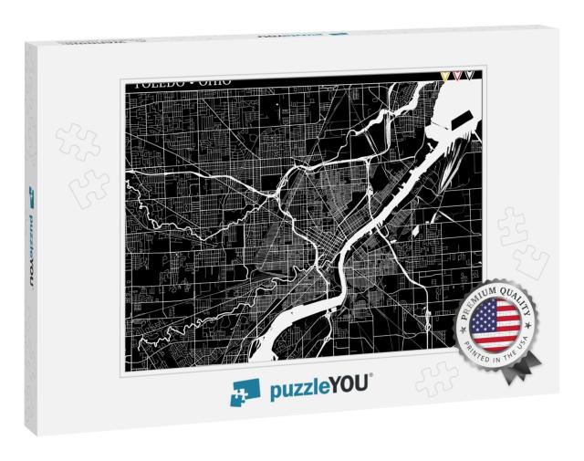 Simple Map of Toledo, Ohio, Usa. Black & White Version fo... Jigsaw Puzzle