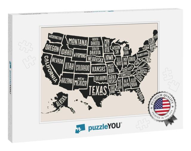 Poster Map of United States of America with State Names... Jigsaw Puzzle