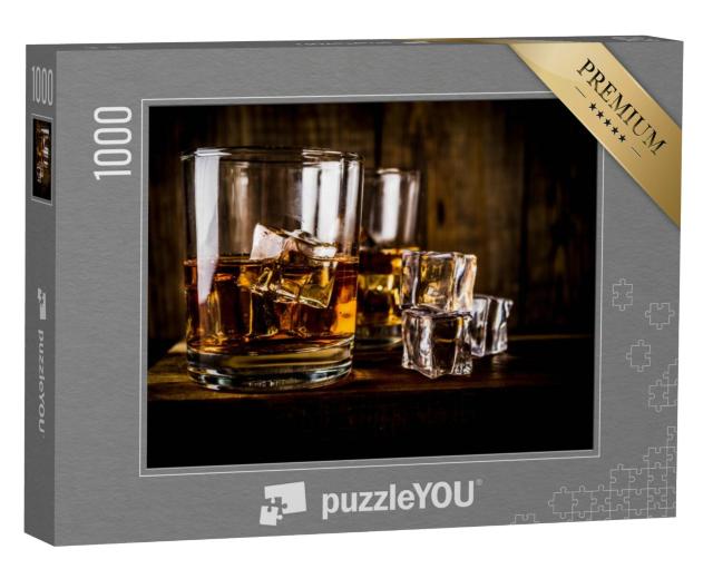 Puzzel 1000 stukjes „Twee whiskeyglazen met ijsblokjes“