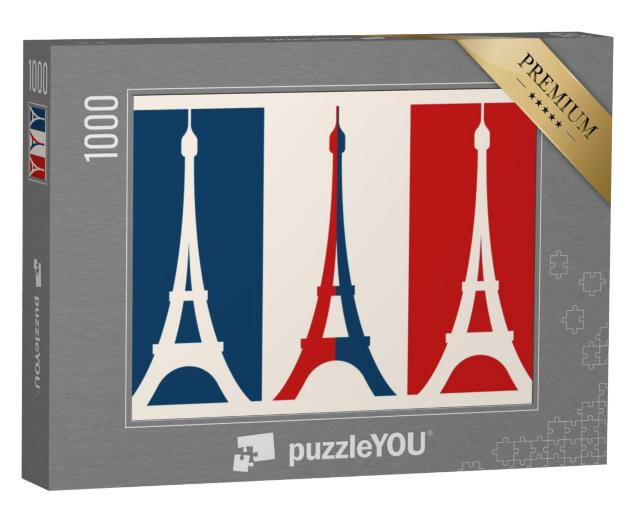 Puzzel 1000 stukjes „Grafiek: Franse vlag met Eiffeltoren“