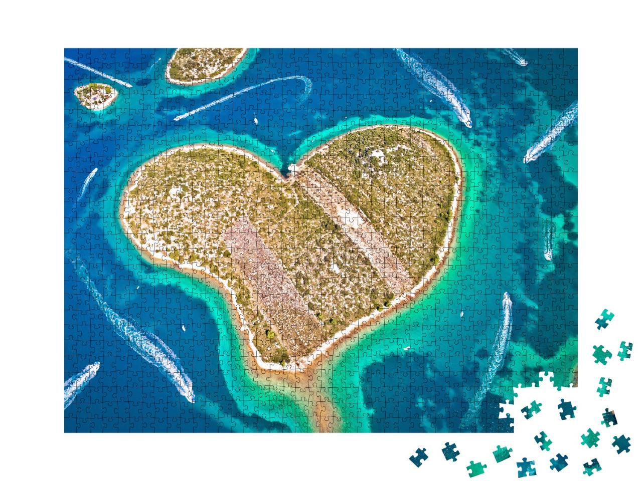 Puzzle 1000 Teile „Herzförmige Insel Galesnjak im Archipel von Zadar, Kroatien“