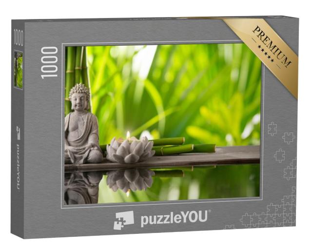 Puzzel 1000 stukjes „Boeddha in meditatie met brandende kaars“