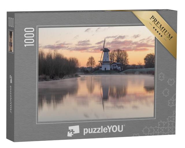 Puzzel 1000 stukjes „Zonsopgang, molen De Vlinder, Geldermalsen“