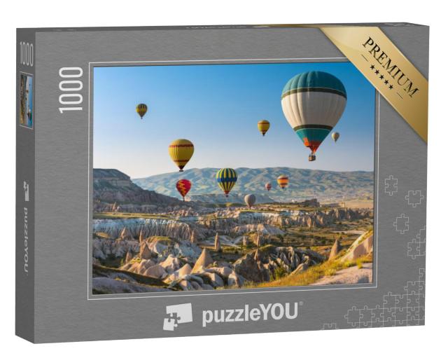 Puzzel 1000 stukjes „Luchtballonnen bij zonsondergang, Cappadocië, Turkije“