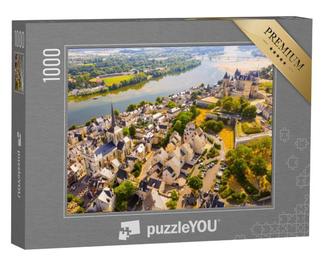 Puzzel 1000 stukjes „Stad Saumur met middeleeuws kasteel aan de oevers van de Loire, Frankrijk“