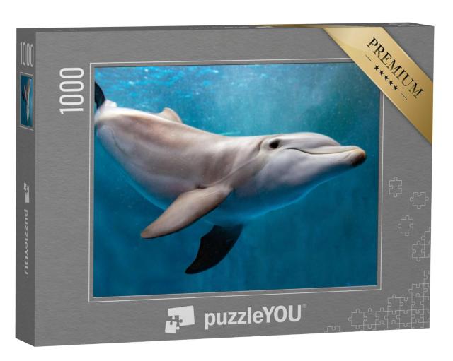 Puzzel 1000 stukjes „Dolfijn onder water op blauwe oceaan“